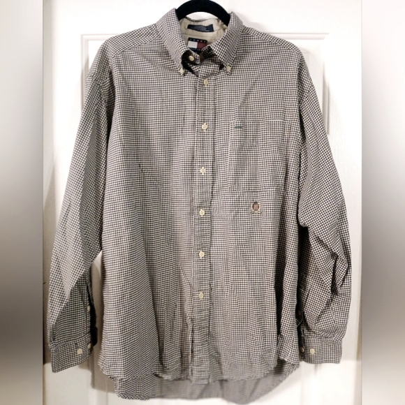 Tommy Hilfiger Other - Tommy Hilfiger Men's Black & Tan Checkered Button-down Casual Shirt M